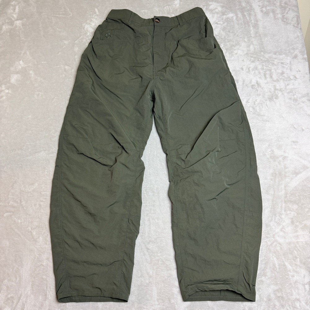 Sundae School Hanbok Balloon Track Pants Unisex L Olive Green Barrel Wide Nylon